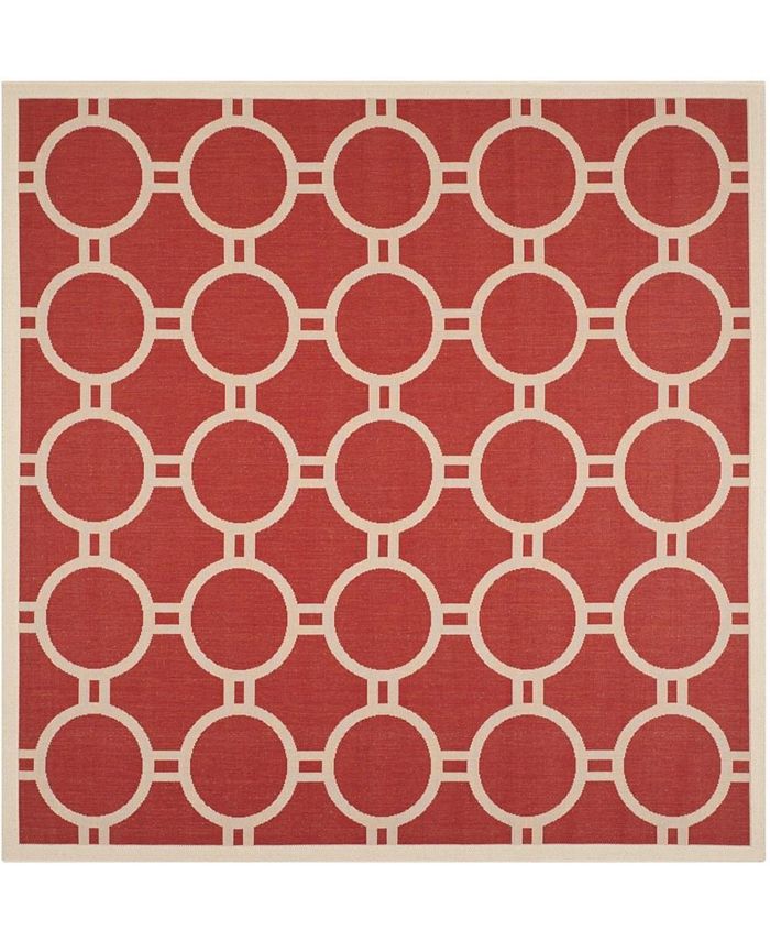 Safavieh Courtyard Red and Bone 7'10" x 7'10" Sisal Weave Square Outdoor Area Rug