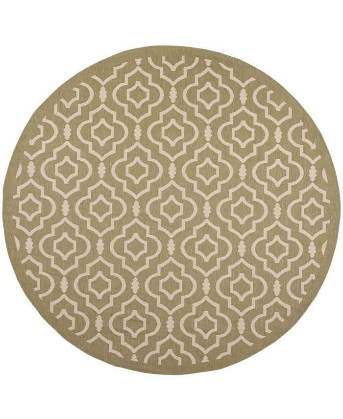 Safavieh Courtyard Green and Beige 7'10" x 7'10" Sisal Weave Round Outdoor Area Rug