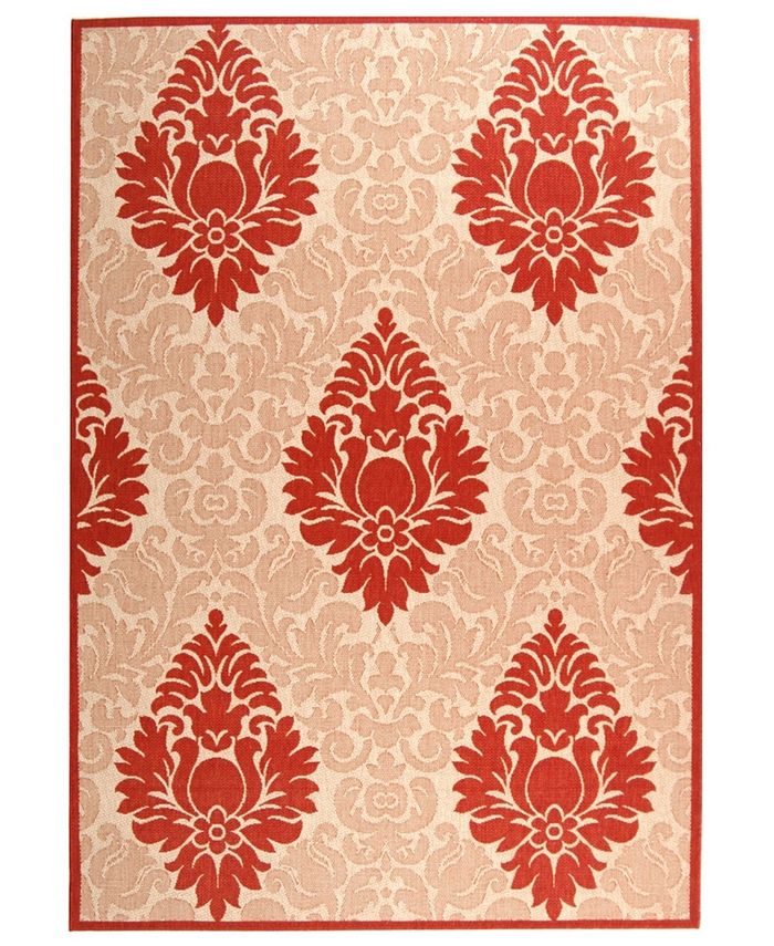 Safavieh Courtyard Natural and Red 6'7" x 9'6" Sisal Weave Outdoor Area Rug