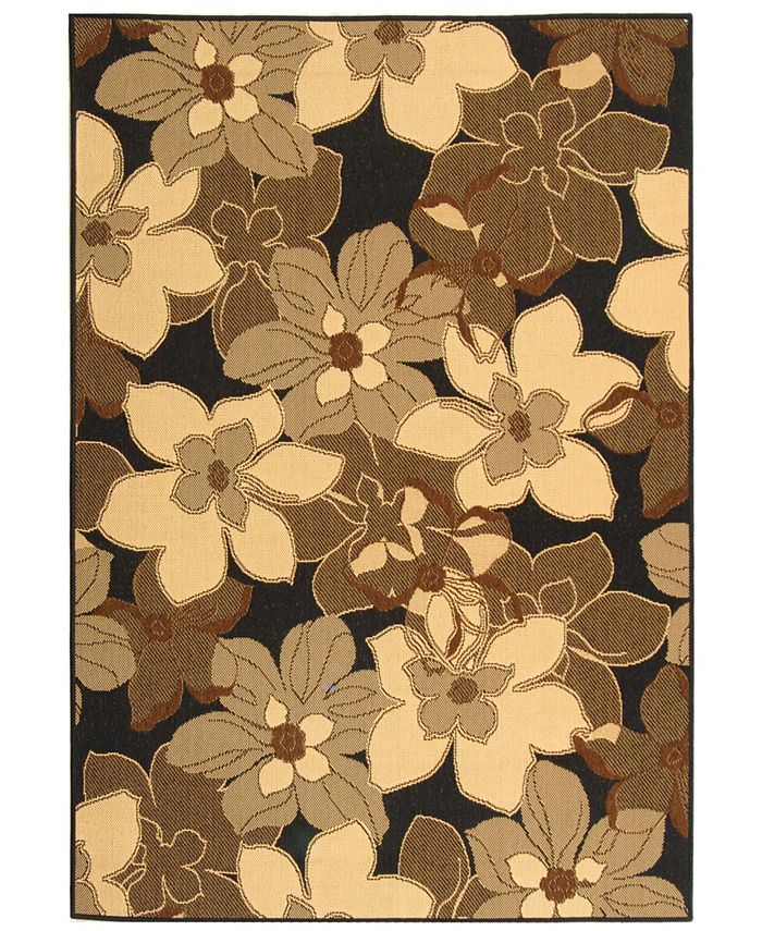 Safavieh Courtyard Black Natural and Brown 5'3" x 7'7" Sisal Weave Outdoor Area Rug