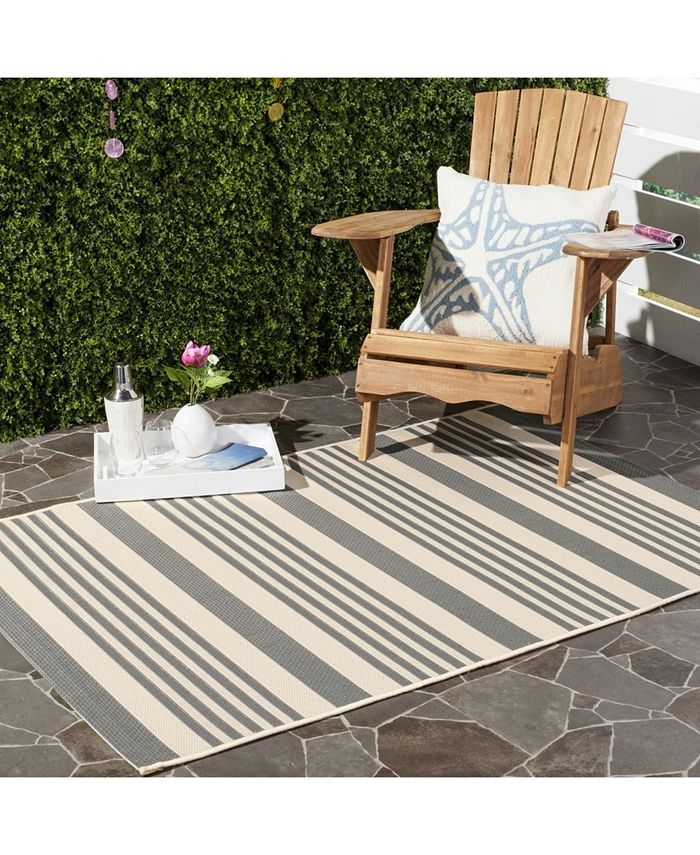 Safavieh Courtyard Gray and Bone 8' x 11' Outdoor Area Rug