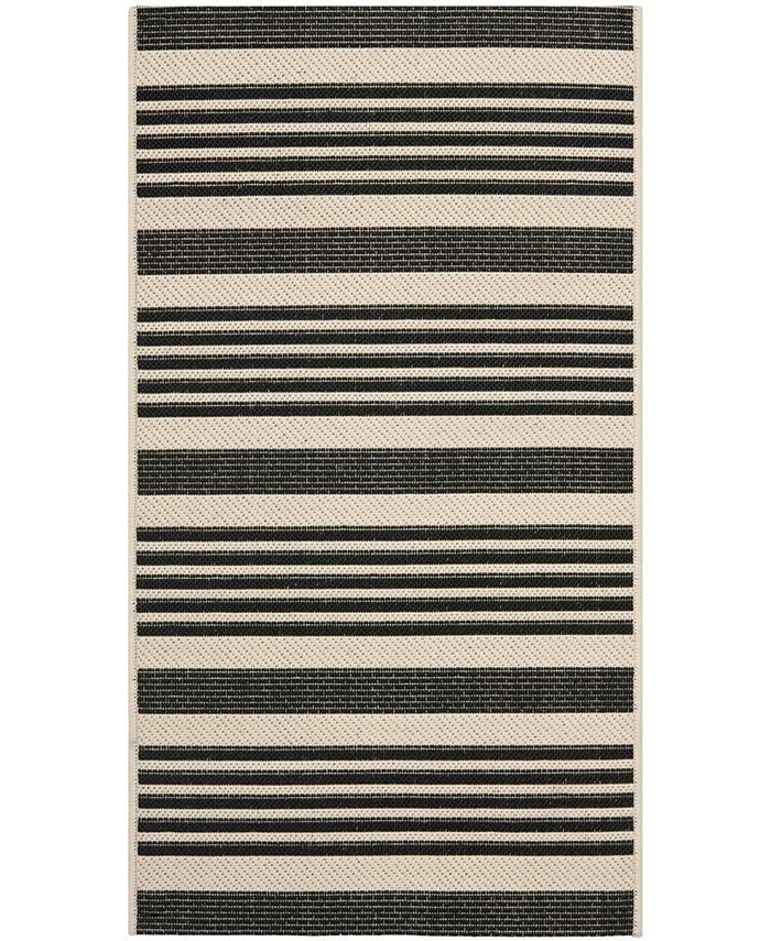 Safavieh Courtyard Black and Bone 2'7" x 5' Sisal Weave Outdoor Area Rug