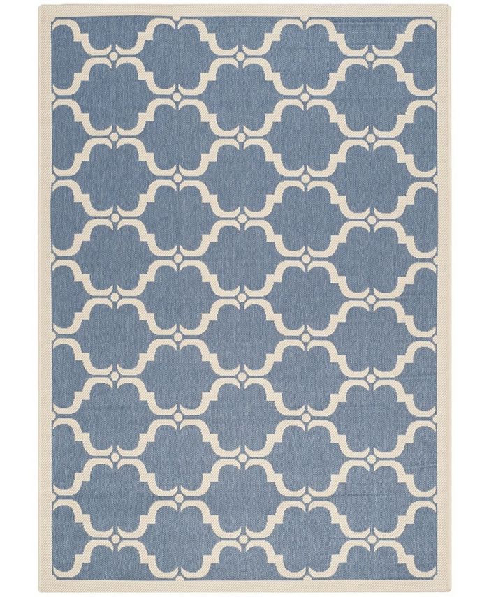 Safavieh Courtyard Blue and Beige 4' x 5'7" Sisal Weave Outdoor Area Rug