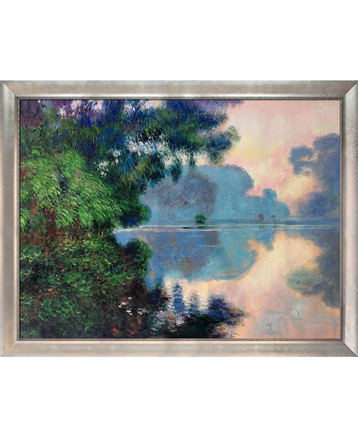 La Pastiche By Overstockart Morning On The Seine Near Giverny with Silver Scoop with Swirl Lip Frame, 36" x 46"