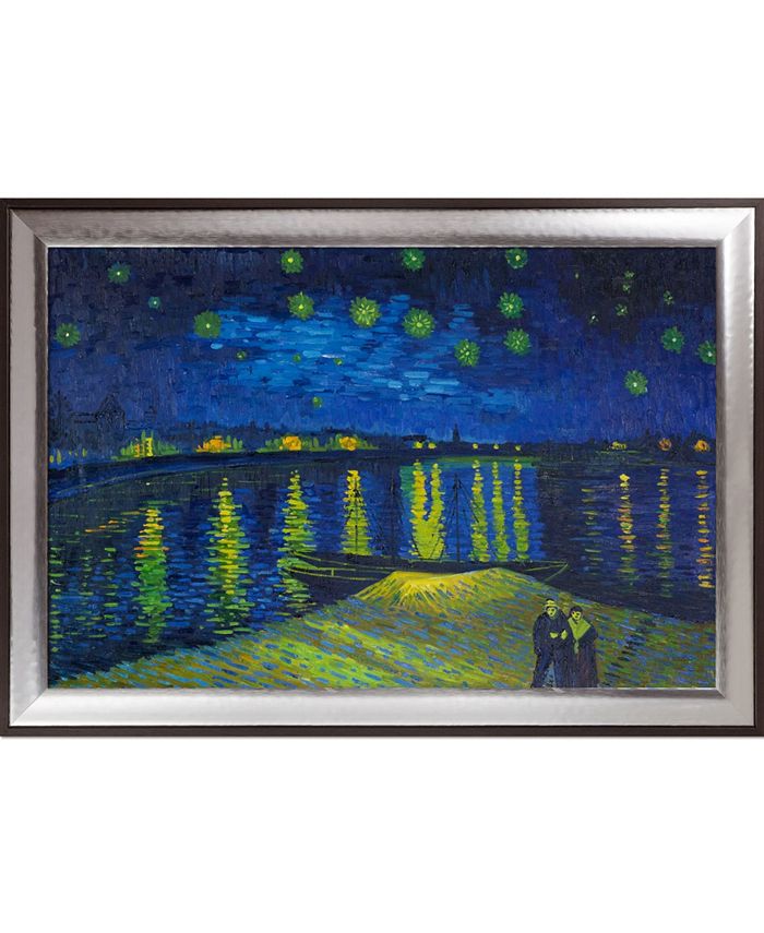 La Pastiche By Overstockart Starry Night Over The Rhone with Magnesium Frame, 29.25" x 41.25"