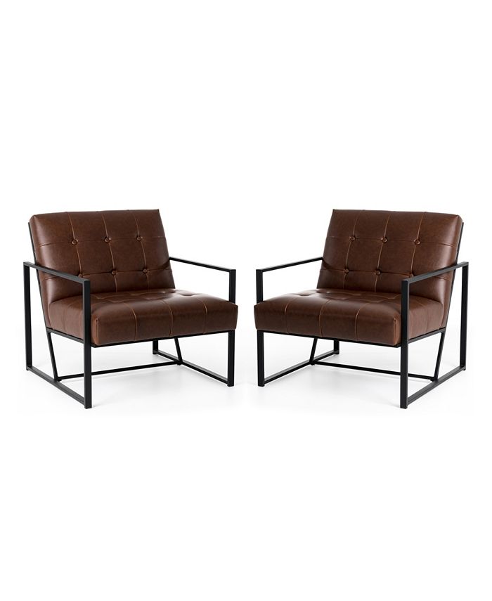 Glitzhome Modern Leatherette Accent Armchair with Frame, Set of 2, 29.25"