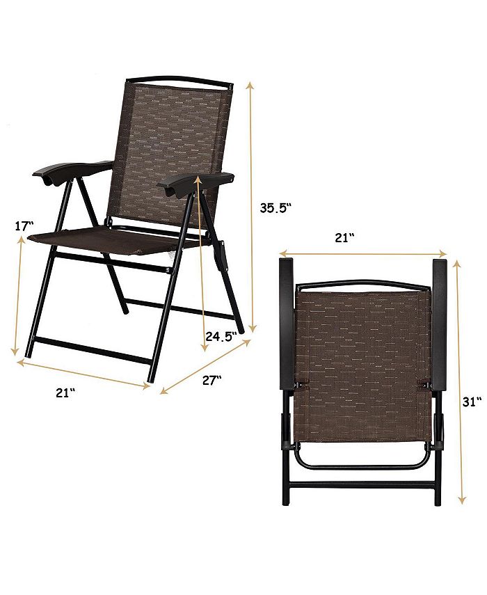 Costway 4PCS Folding Sling Chairs Steel Armrest Patio Garden Camping