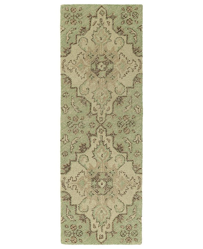 Kaleen Weathered WTR02-50 Green 3' x 10' Runner Rug