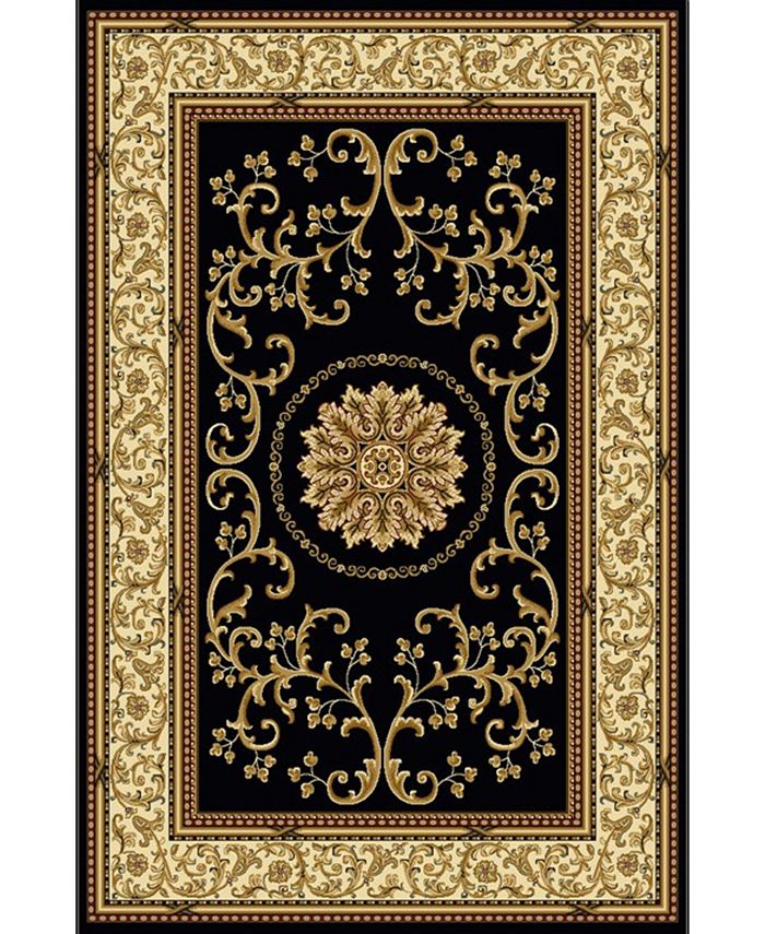 KM Home CLOSEOUT! 1419/1321/BLACK Navelli Black 5'5" x 8'3" Area Rug