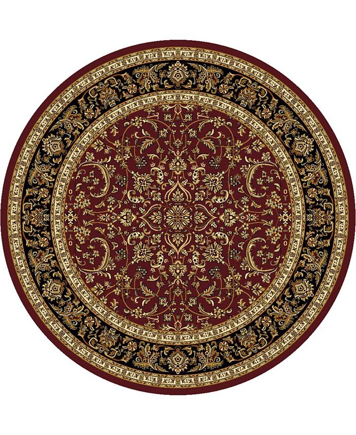 KM Home CLOSEOUT! 1318/1536/BURGUNDY Navelli Red 5'3" x 5'3" Round Area Rug