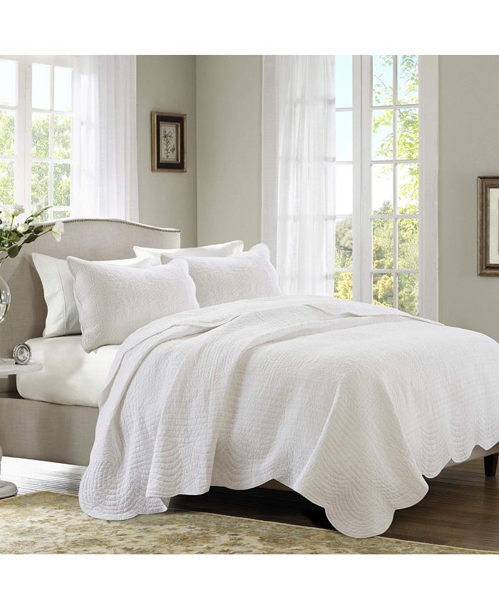 Gracie Mills 3-PC Tuscany Coverlet Set, White - Full/Queen