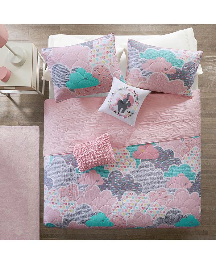 Gracie Mills 4-PC Kids Cloud Coverlet Set, Pink - Twin