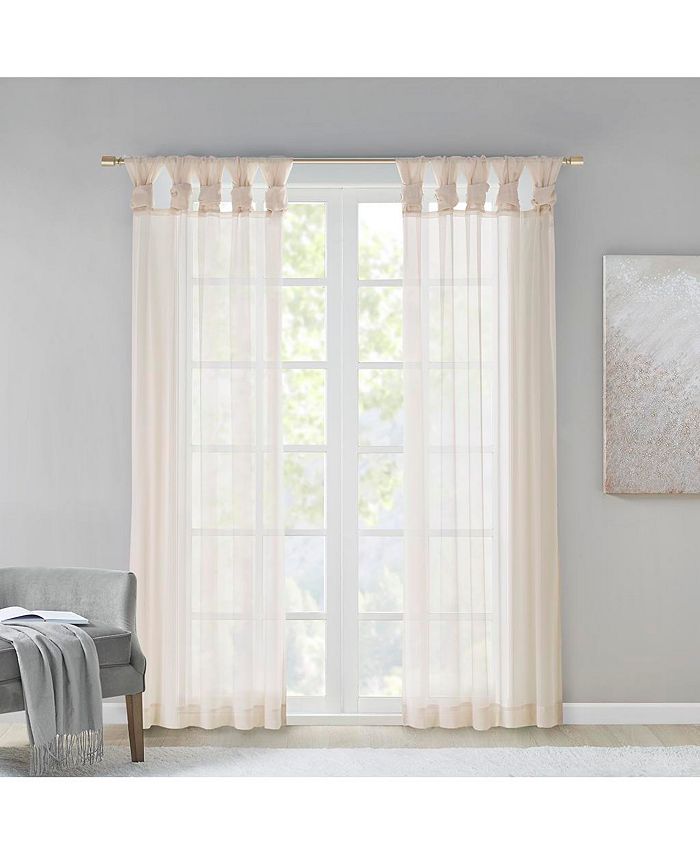 Gracie Mills 1-PC Ceres Twist Tab Voile Sheer Window Curtain Pair - 50x84" - Ivory