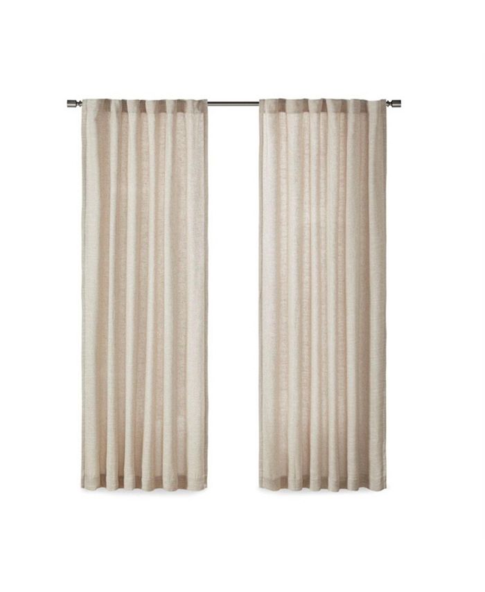Gracie Mills Beals Faux Linen Rod Pocket and Back Tab Fleece Lined Curtain Panel - 95" - Natural