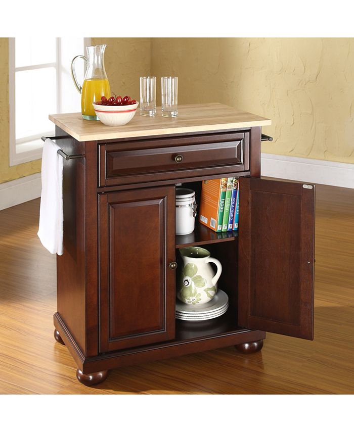 Crosley Alexandria Natural Wood Top Portable Kitchen Island