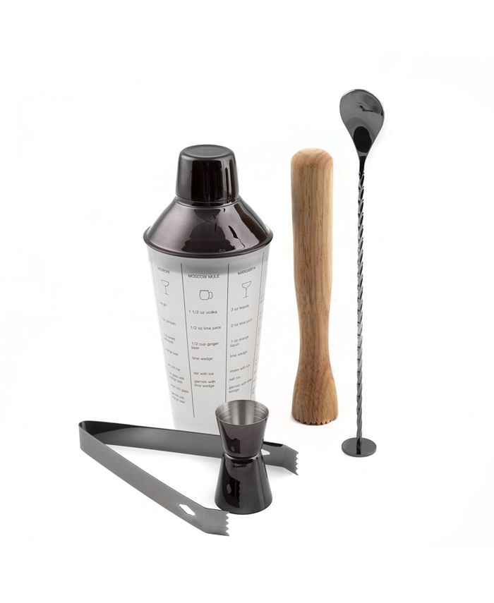 Cambridge Recipe Shaker and Tools Mixology Set, 5 Pieces