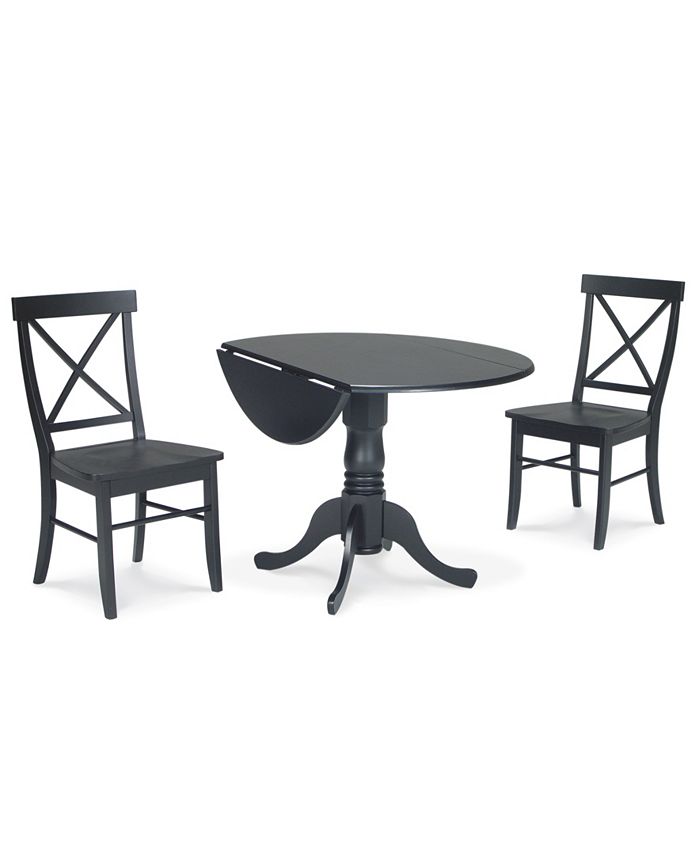 International Concepts 42" Dual Drop Leaf Table With 2 X-Back Chairs