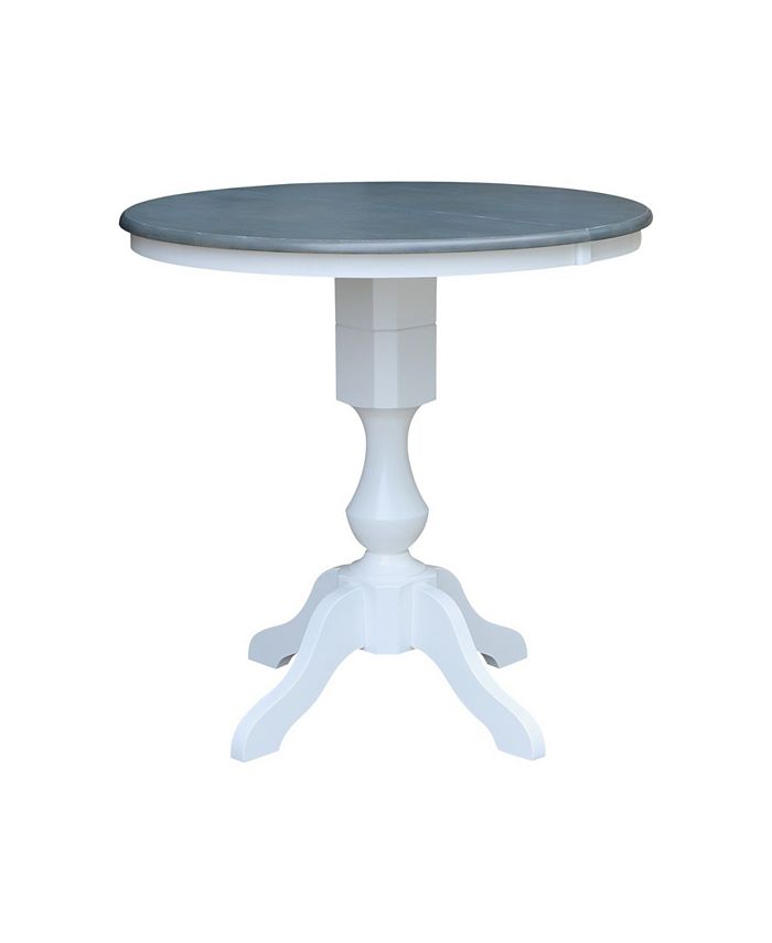 International Concepts 36" Round Top Pedestal Counter Height Dining Table with 12" Leaf