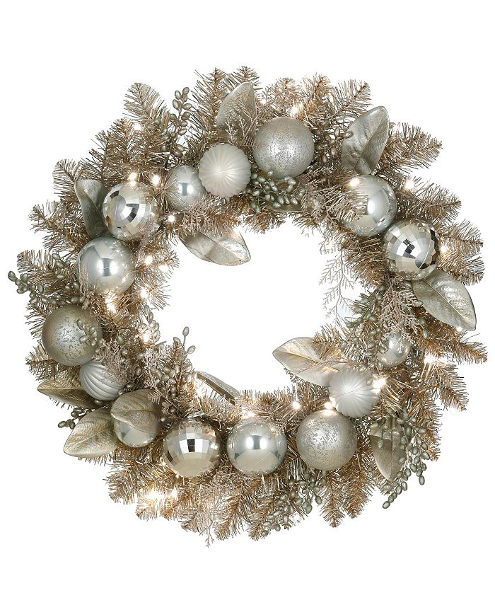 National Tree Company 24" Pre-Lit Yuletide Glam Decorated Wreath