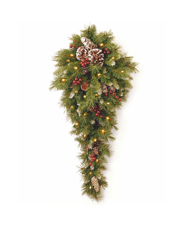 National Tree Company National Tree 36" Frosted Berry Teardrop with Battery Operated Warm White LED Lights