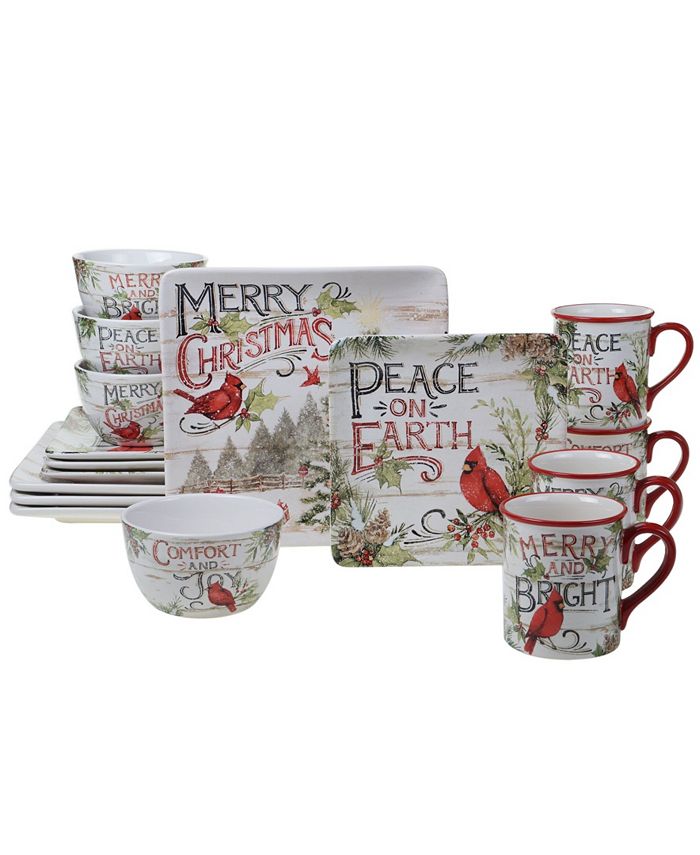 Certified International Evergreen Christmas 16 Piece Dinnerware