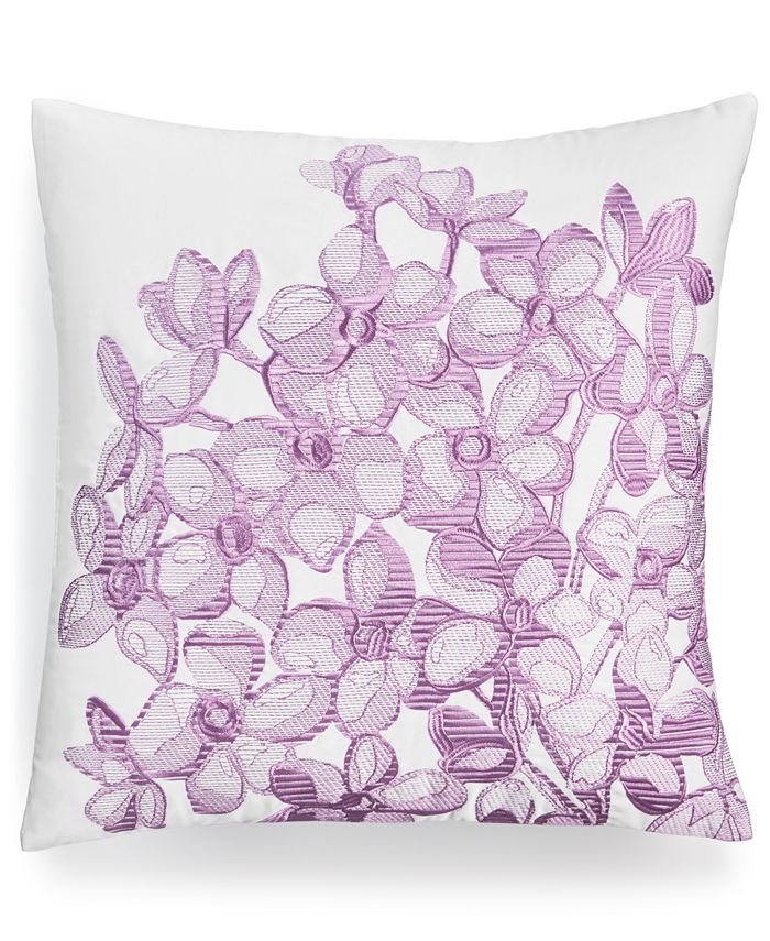 Charter Club Embroidered Hydrangea Decorative Pillow, 18" x 18"