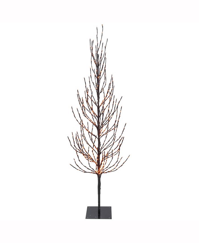 Vickerman 7' Brown Artificial Christmas Tree With 680 Orange Led Lights