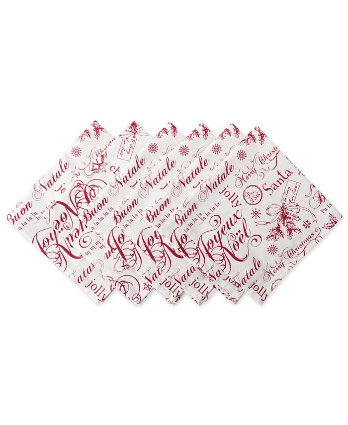 Design Imports Vintage Christmas Print Napkin, Set of 6