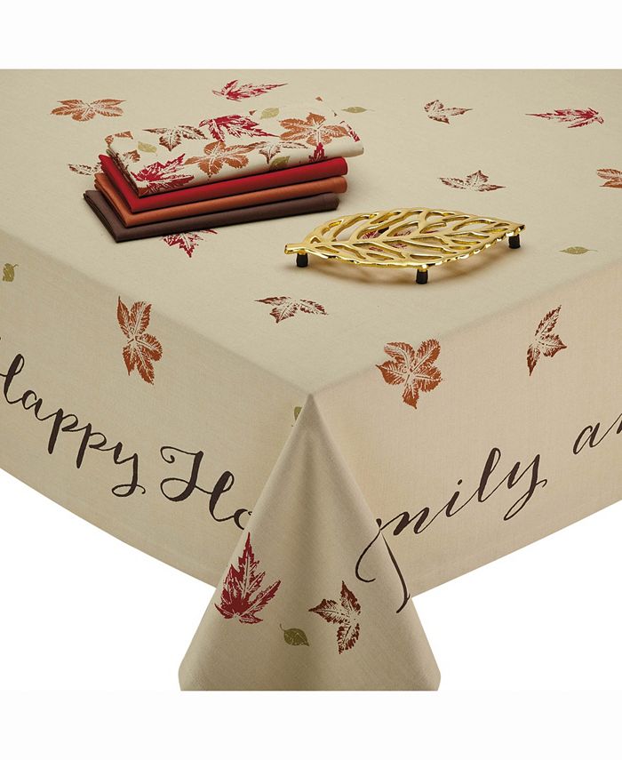 Design Imports Rustic Leaves Print Tablecloth