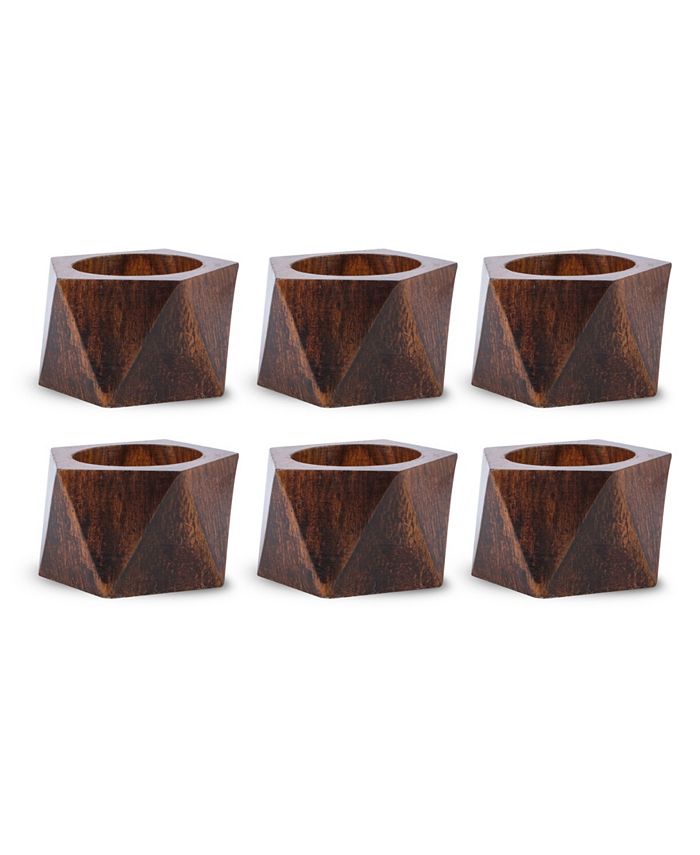 Design Imports Wood Triangle Napkin Ring, Set of 6