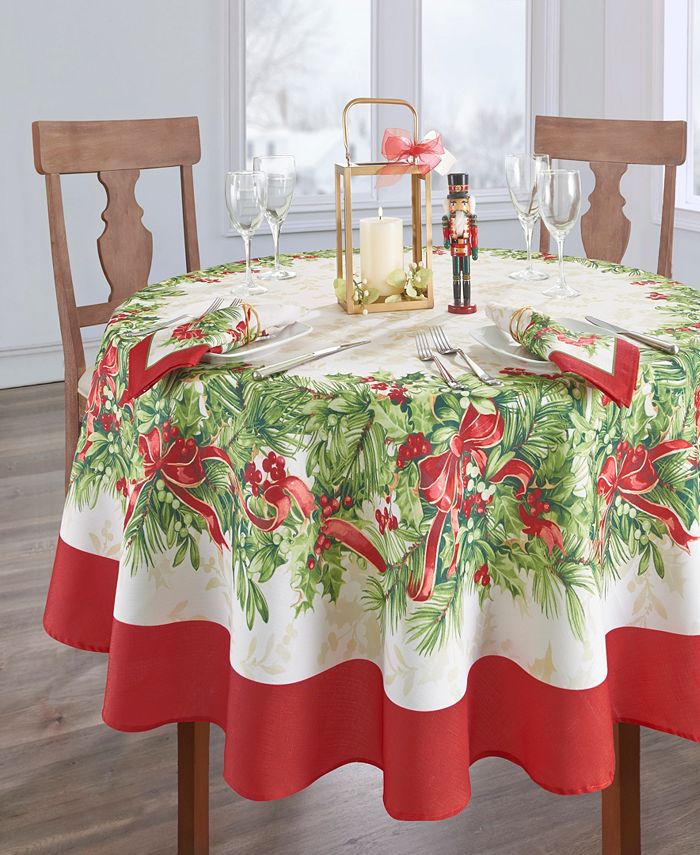 Elrene Holly Traditions Holiday Tablecloth - 70"