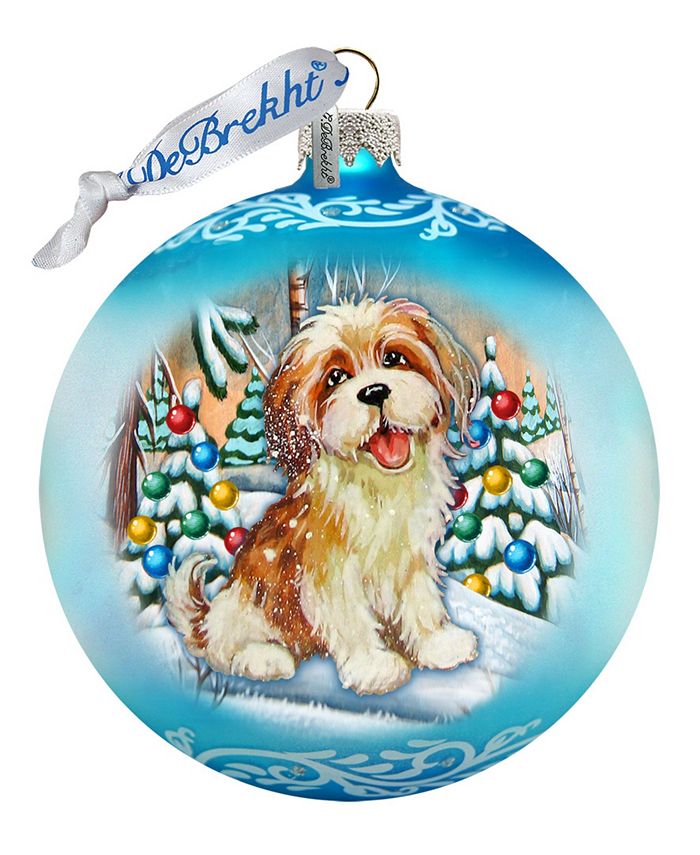 G.DeBrekht My Puppy Little Friend Ball Glass Ornament