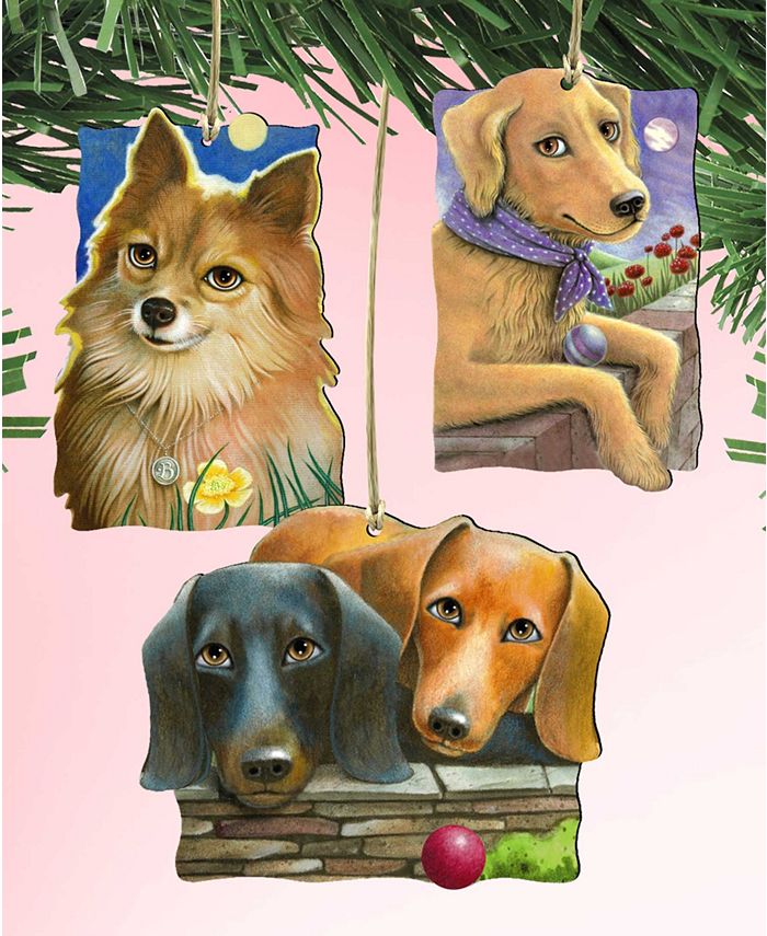 Designocracy Doggie Companions Holiday Ornaments, Set of 3