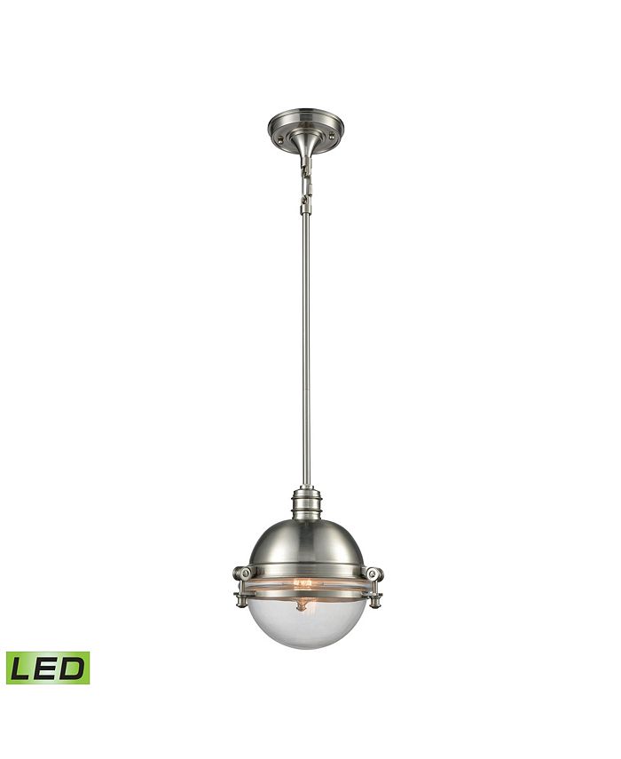 Macy's Riley 1 Light Pendant in Satin Nickel with Clear Glass