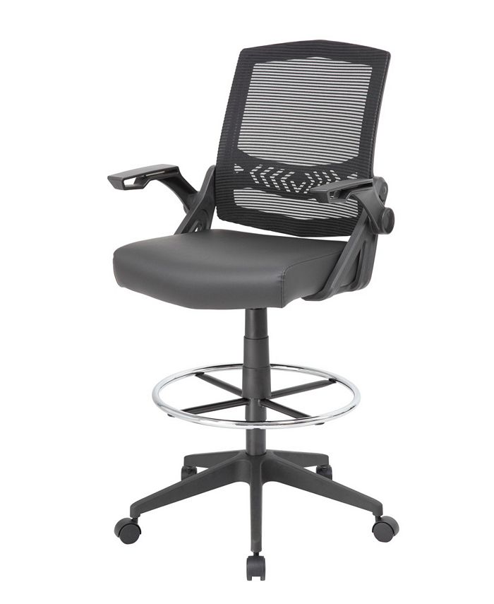 Boss Office Products Mesh Drafting Stool with Flip Arms