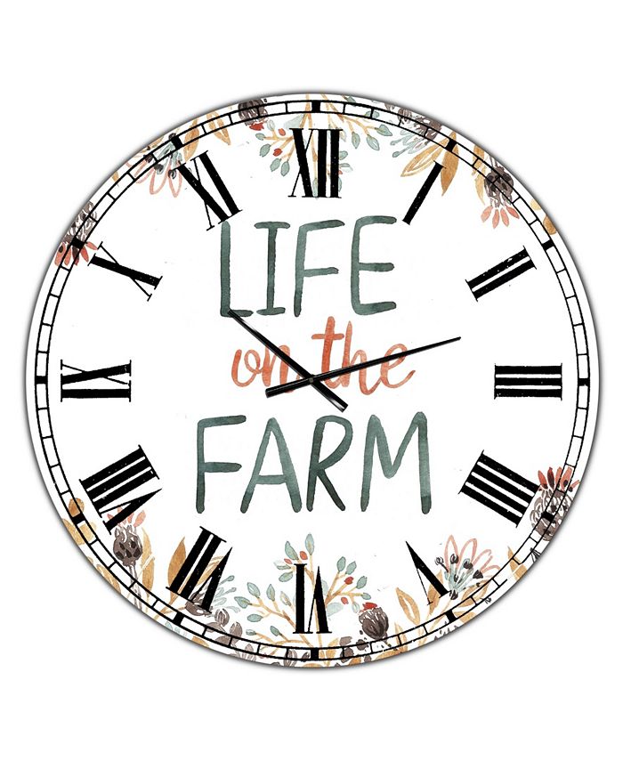 Designart Life On the Farm Large Cottage Wall Clock - 36 x 36