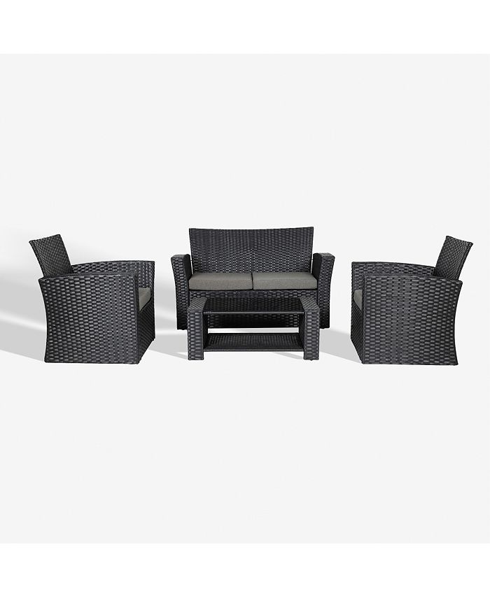 WestinTrends 4-Piece Modern Patio Conversation Sofa Set with Cushions