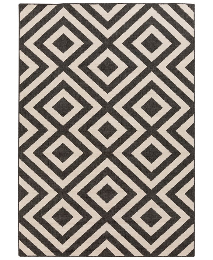 Surya Alfresco ALF-9639 Black 5'3" x 7'6" Area Rug, Indoor/Outdoor