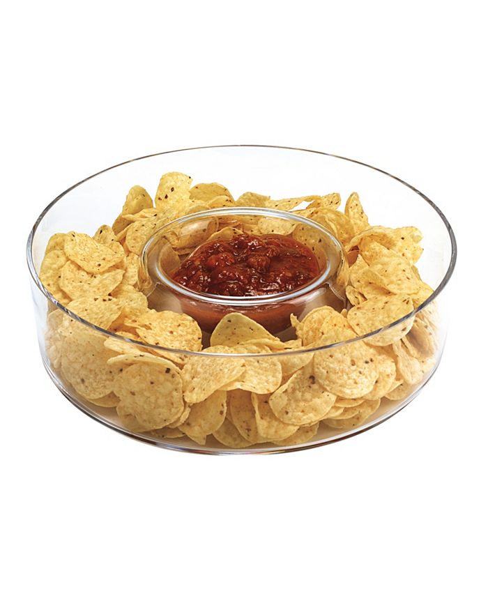 Badash Crystal Manhattan Chip and Dip Tray