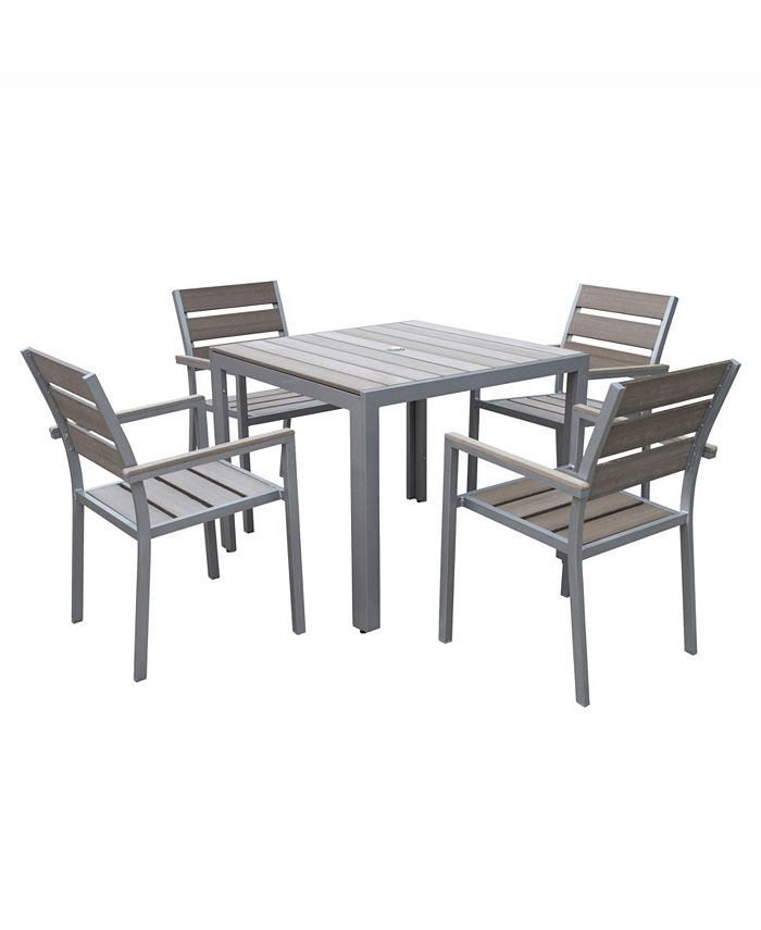 CorLiving Distribution Gallant 5 Piece Sun Bleached Outdoor Dining Set
