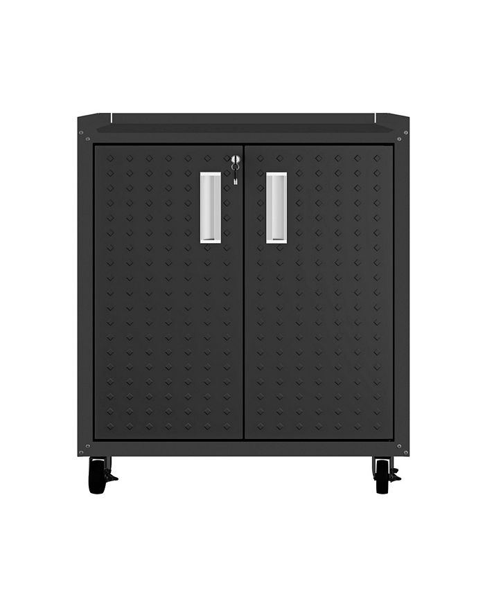 Manhattan Comfort Fortress 31.5" Steel Mobile Garage Cabinet with Shelves