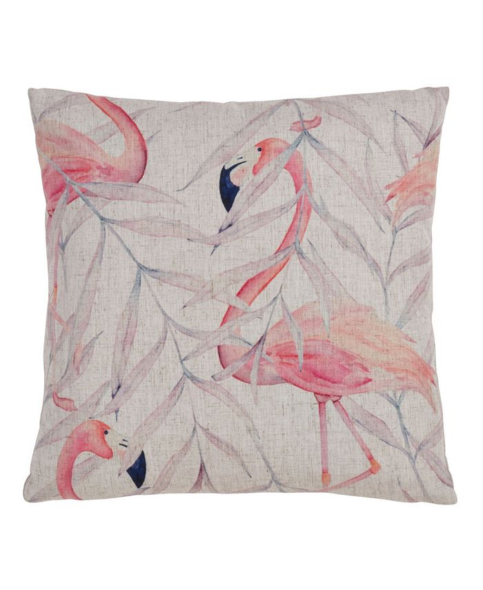 Saro Lifestyle Blushed Flamingo Decorative Pillow, 18" x 18"