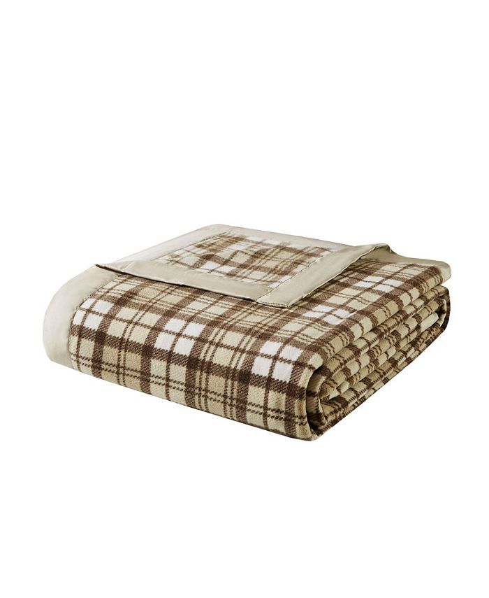 Gracie Mills Premier Comfort Micro Fleece Blanket, Tan Plaid - Full/Queen