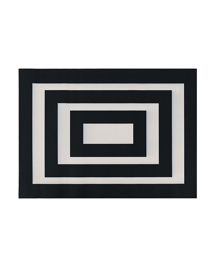 Evergreen Black and White Frame Layering Mat Indoor Outdoor 2'2"x3'6" Black