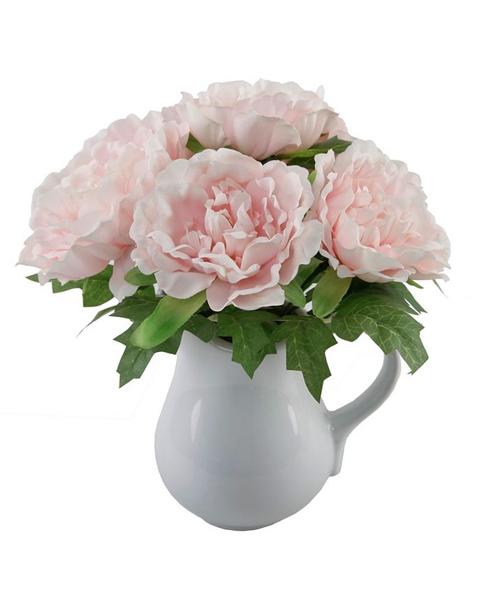 Flora Bunda 11.5" H Roses in Ceramic Water Pot