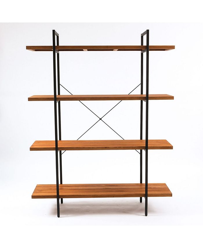 Luxen Home 66.5" Height 4-Tier Wood Etagere Bookcase