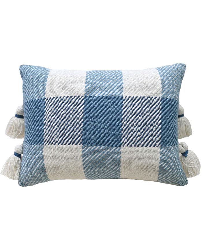 Vibhsa Linden Street Handloom Woven Textured Plaid Decorative Pillow, 14'' x 20''