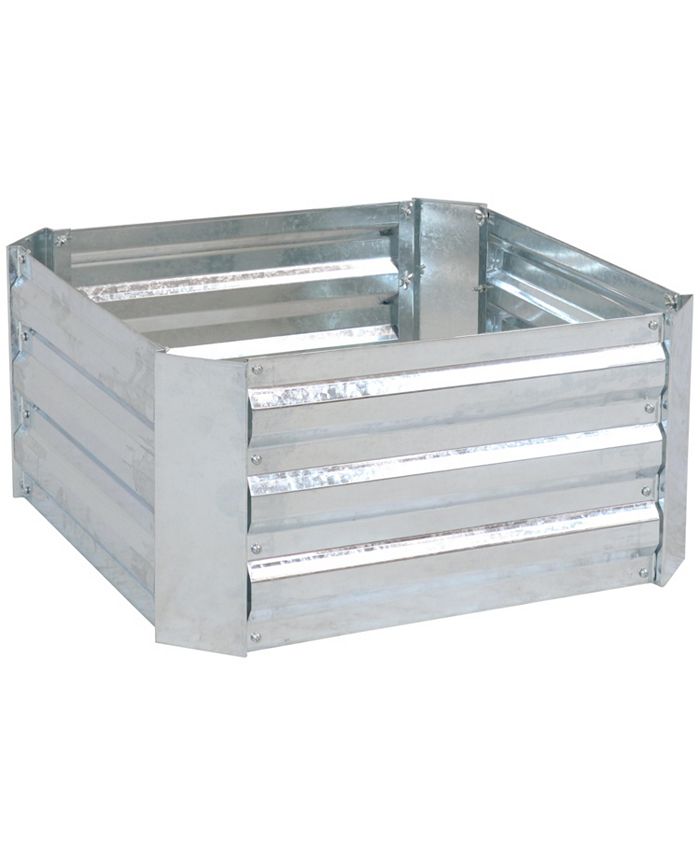 Sunnydaze Decor Galvanized Steel Square Raised Garden Bed - 24 in - Silver