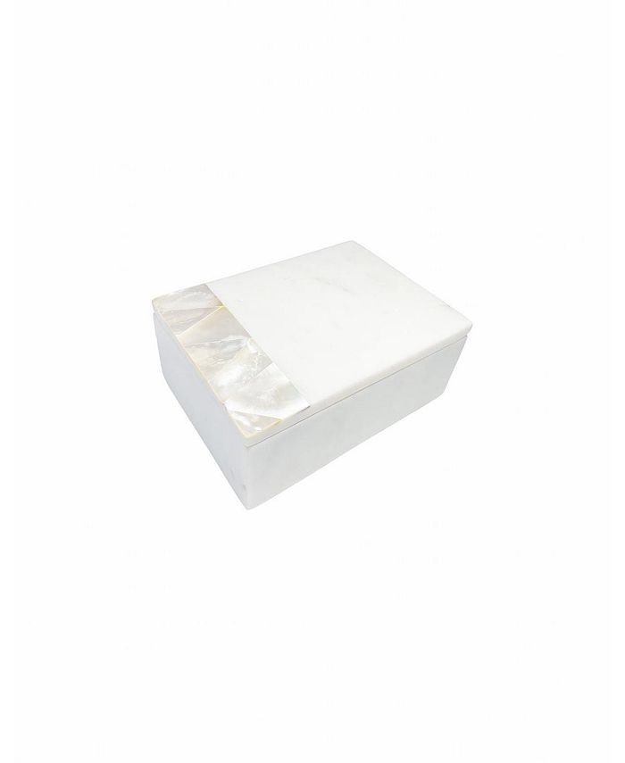 Anaya Home Mother of Pearl White Marble Decor Box (Small)