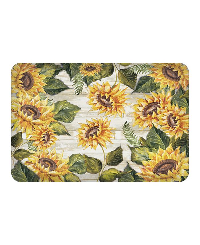 Laural Home Sunflowers On Shiplap Kitchen Mat